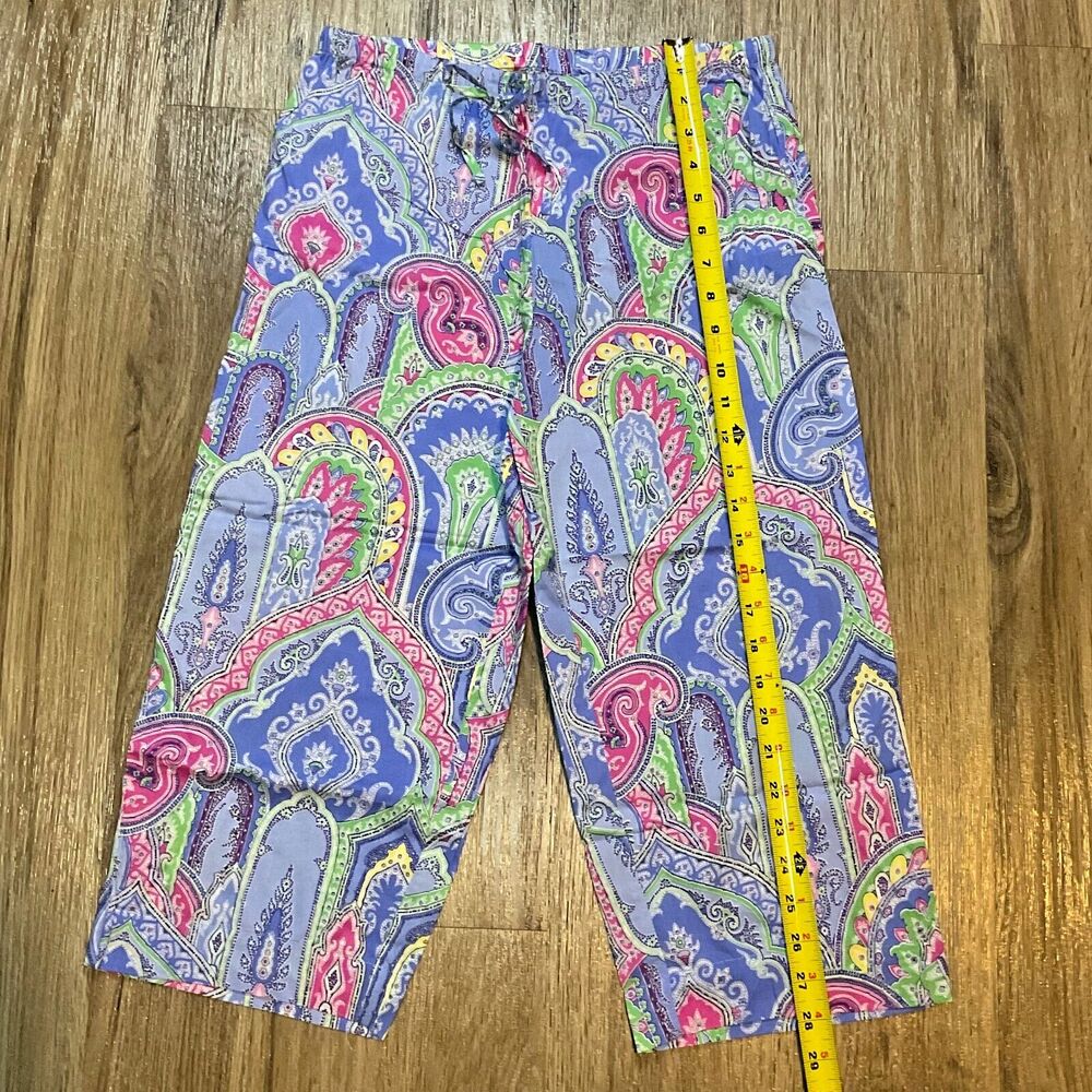 LAUREN RALPH LAUREN Black Label 2 Piece PJ Set Paisley Size PS Petite Small NEW - Picture 10 of 12